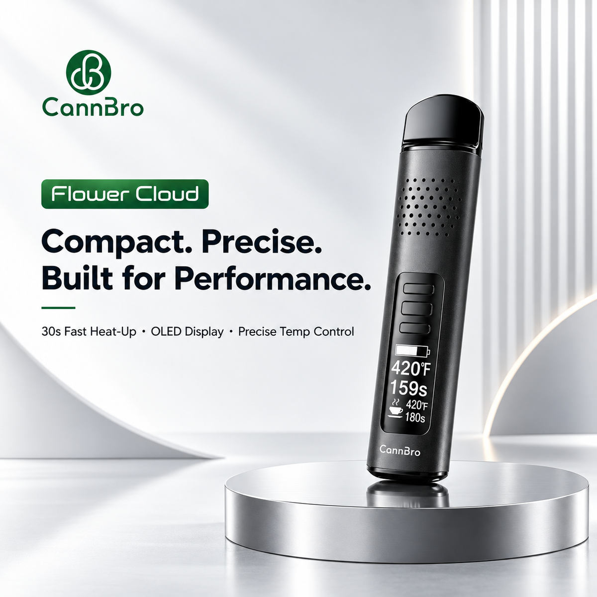 Cannbro Flower Cloud Dry Herb Vaporizer with OLED Display
