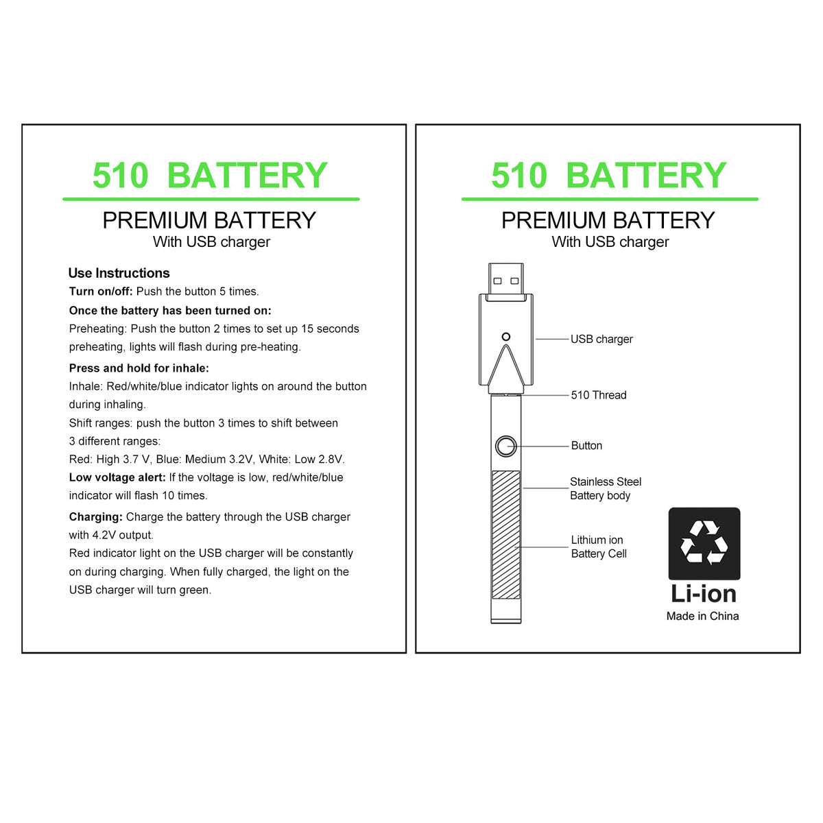 510 Push Battery  (P105)